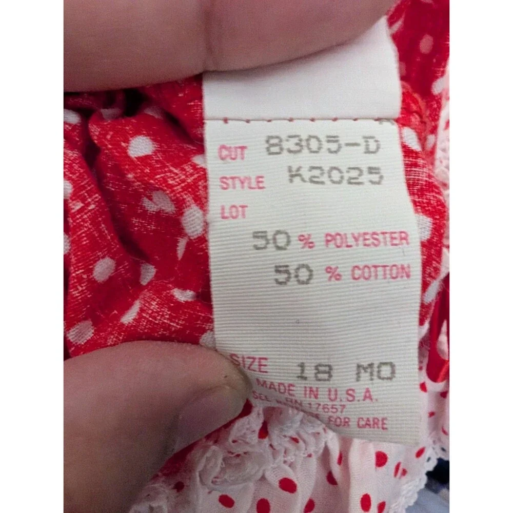 Vintage Carter's Baby Girls Bubble Romper Size 18 Months Red W/ White Polka Dots